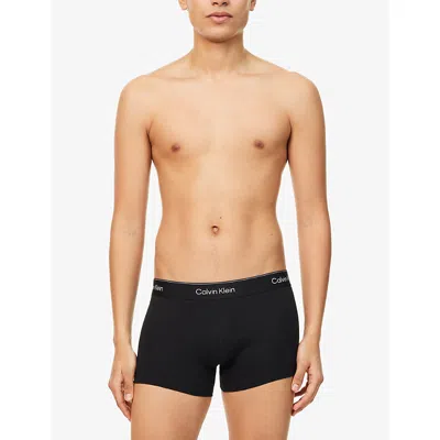Calvin Klein Mens  Icon Pack-of-five Regular-fit Stretch-cotton Trunks In Black W/dtm Wb