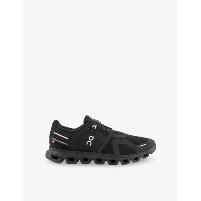 On Womens Cloud 6 Mesh Low-top Trainers Black Black F In Black Black F