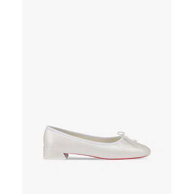 Christian Louboutin Womens  Sweetie Jane Leather Ballet Flats In Bianco