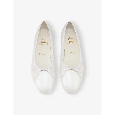 Christian Louboutin Womens  Sweetie Jane Leather Ballet Flats In Bianco
