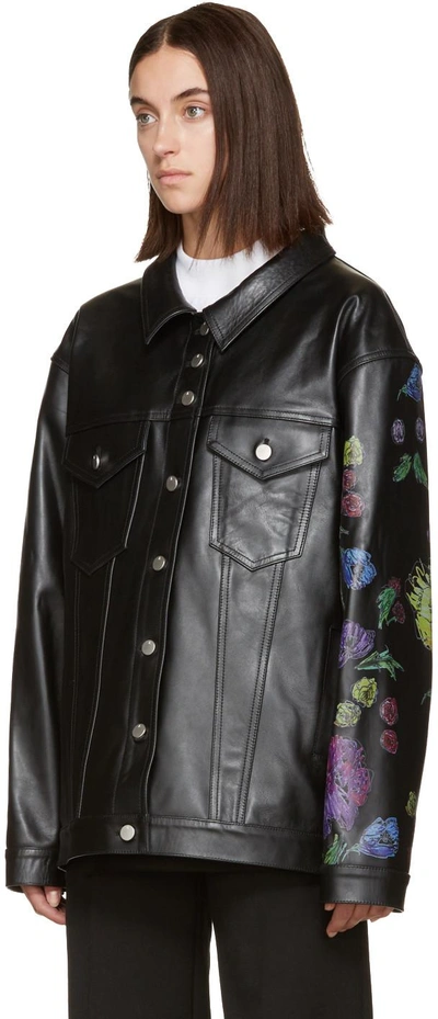 Shop Alyx Black Leather Floral Jacket
