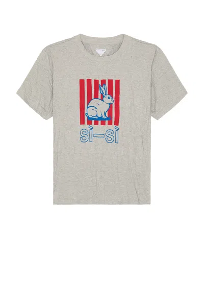 Bottega Veneta Men Grey Crewneck T-shirt With Maxi Print On The Front And Wrinkled Ffect In Cotton M In Gray