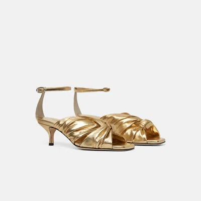 Scarosso Knot Sandals In Gold - Calf