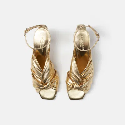 Scarosso Knot Sandals In Gold - Calf