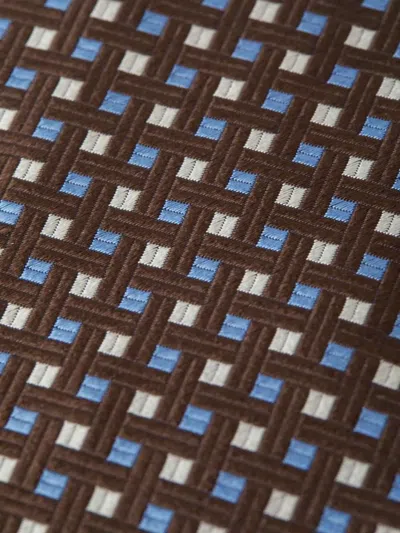Isaia Patterned-jacquard Tie In Braun