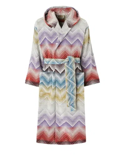 Missoni Marea Cotton Hooded Bathrobe In Violett
