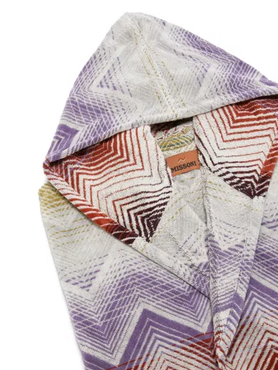 Missoni Marea Cotton Hooded Bathrobe In Violett