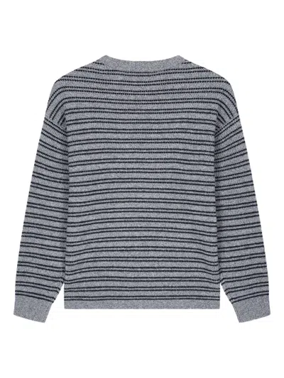 Studio Tomboy Gestreifter Strickpullover In Grau