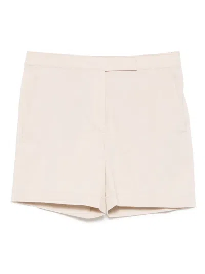 Theory Stripe Seersucker Cotton Blend Shorts In Nude