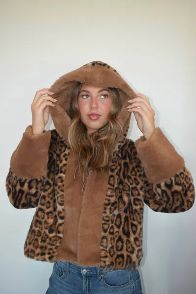 Highlight Hooded Fur Leopard Jacket In Multi