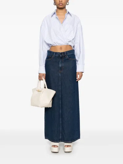 P.a.r.o.s.h Joy Long Denim Skirt In Blue