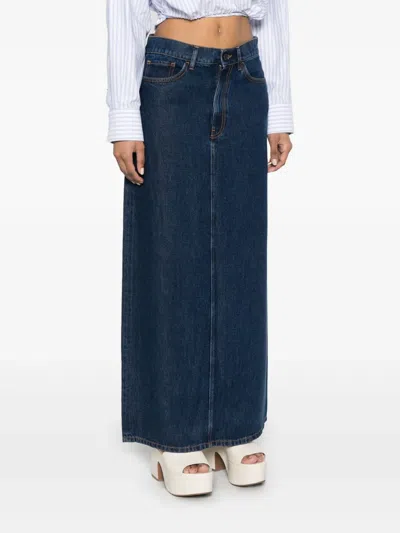 P.a.r.o.s.h Joy Long Denim Skirt In Blue