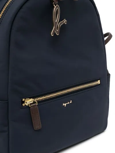 Agnès B. Logo-plaque Backpack In Blue