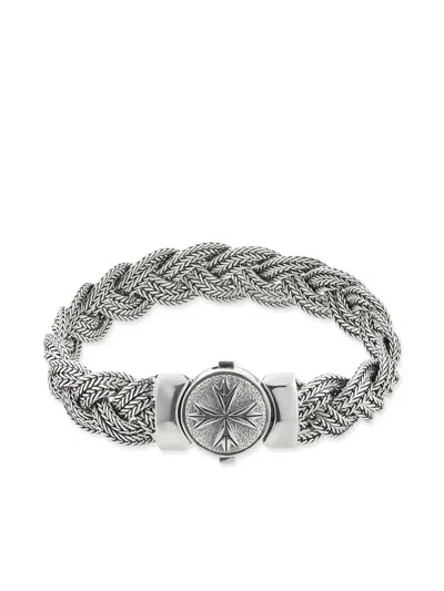 Emanuele Bicocchi Large Diamond-cut Flat Braided Bracelet In Silver