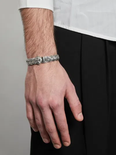Emanuele Bicocchi Large Diamond-cut Flat Braided Bracelet In Silver