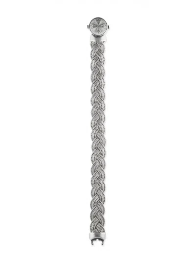 Emanuele Bicocchi Large Diamond-cut Flat Braided Bracelet In Silver