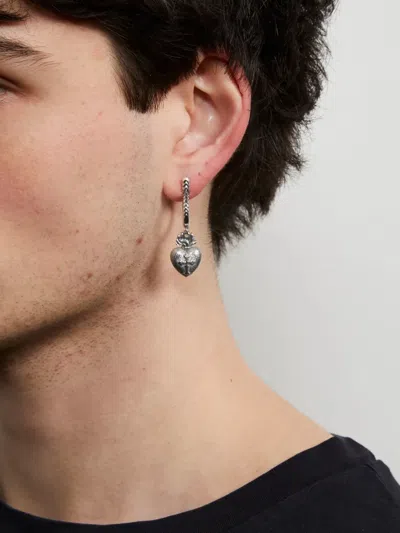 Emanuele Bicocchi Sacred Heart Hoop Earring Cross Detail In Metallic