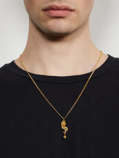 Emanuele Bicocchi Rose & Skull Pendant Necklace In Gold