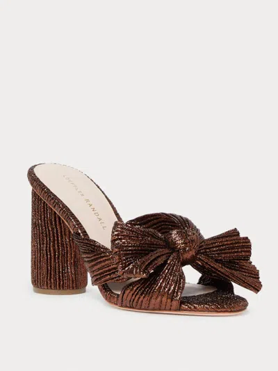 Loeffler Randall Penny Metallic Lamé Block-heel Mules In Mocha In Brown