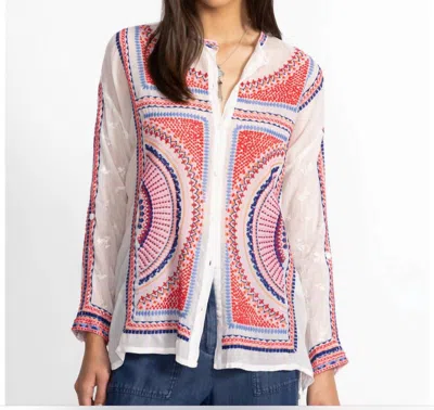 Johnny Was The Audrey Mandarin Collar Shirt In White In White