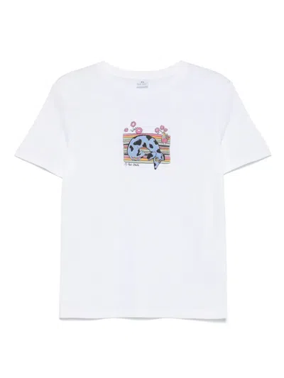 Ps By Paul Smith Ps Paul Smith 100% Cotton Dog Hug T-shirt In White