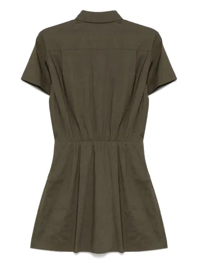 Theory Short-sleeve A-line Mini Shirtdress In Green