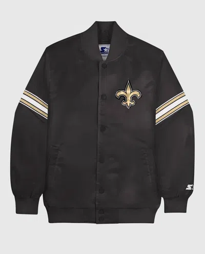 Starter Men's New Orleans Saints Varsity Jacket In Black In Black