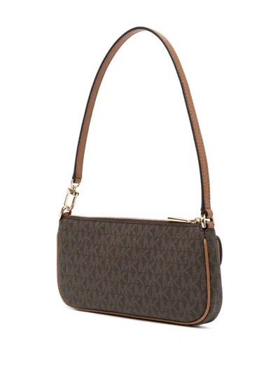 Michael Kors Zoe Shoulder Bag Printed Canvas In Braun
