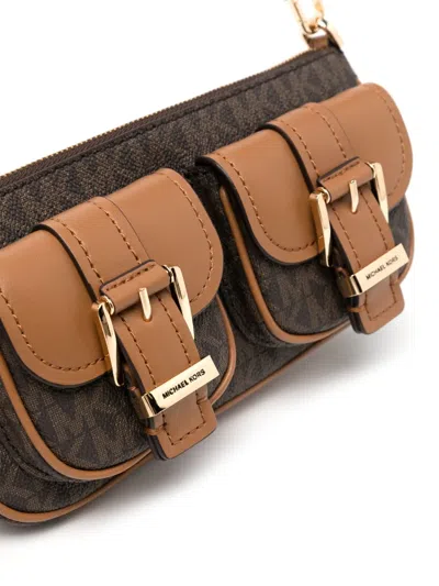 Michael Kors Zoe Shoulder Bag Printed Canvas In Braun