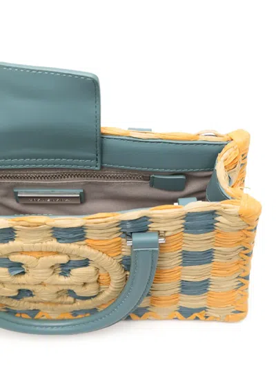 Tory Burch Hand Bag Ella East-west Worked Extensions In Deep Turquoise