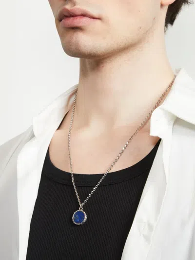 Emanuele Bicocchi Flourish Lapis Amulet Necklace In Silber