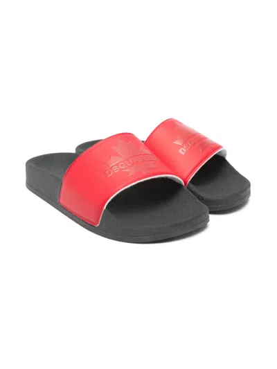 Dsquared2 Maple Leaf-motif Slides In Red