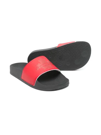 Dsquared2 Maple Leaf-motif Slides In Red