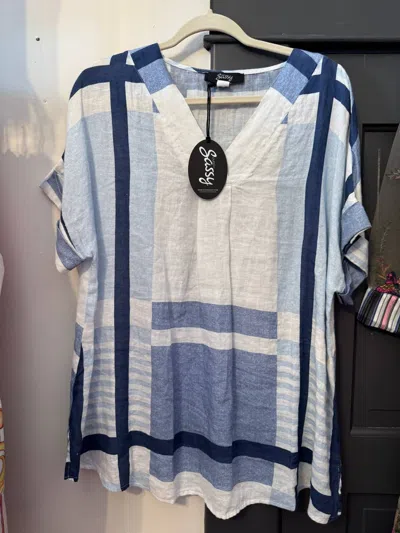 Eversassy Women's Stripped Pullover Top In Blue Multi In Multi