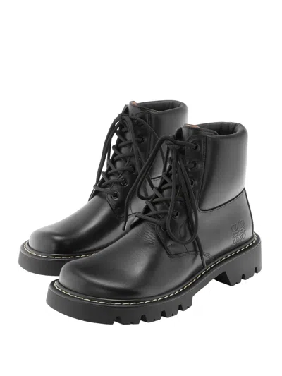 Loewe Sierra Ankle Boots In Vegetable Tanned Calfskin In Black