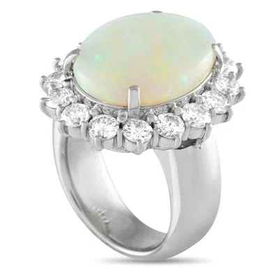 Lb Exclusive Platinum 2.45 Ct Diamond And 7.69 Ct Opal Ring Mf11-031425 In White