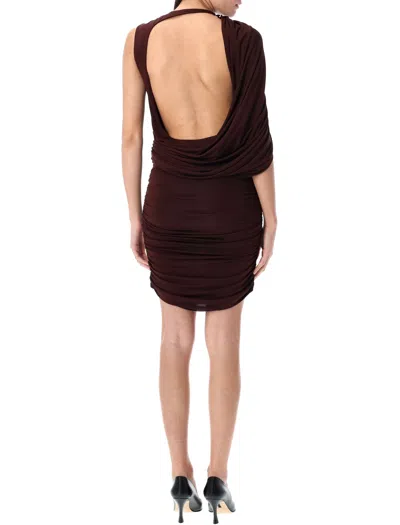 Magda Butrym Asymmetrical Draped Mini Dress In Bordeaux