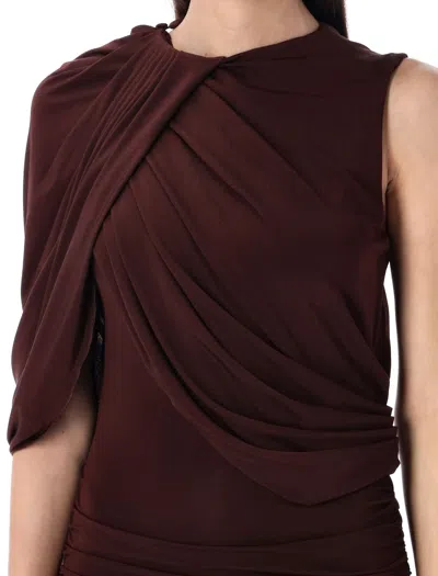 Magda Butrym Asymmetrical Draped Mini Dress In Bordeaux