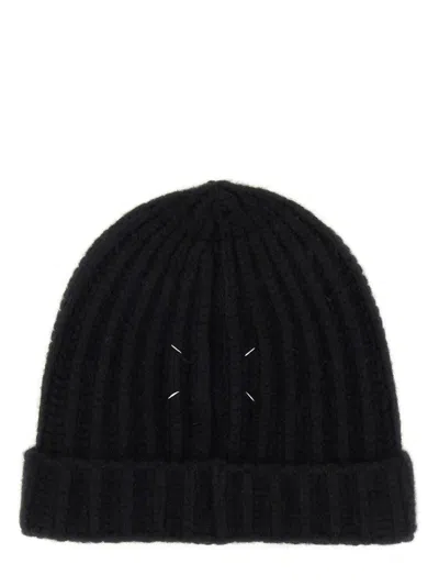 Maison Margiela Ribbed Knit Wool Beanie With Folded Brim