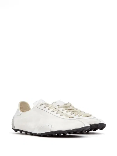 Maison Margiela White Low Top Sneakers With Logo Patch On The Tongue And Contrasting Heel In Cotton Blend Woman