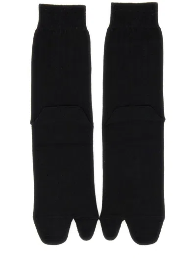 Maison Margiela Jersey-wool Tabi Crew-length Socks Clothing In Blue