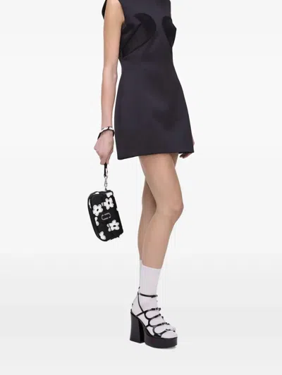 Marc Jacobs Textured Black Bag With Floral Patterns