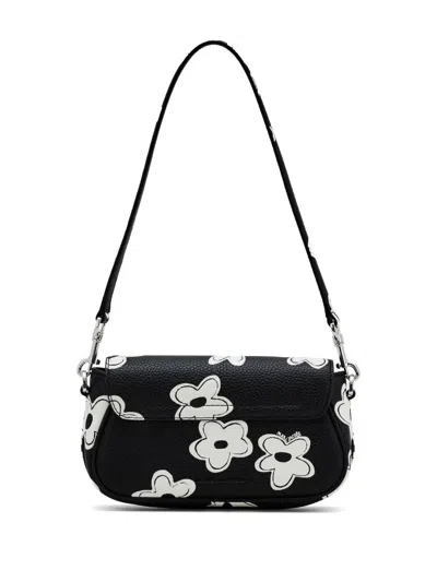Marc Jacobs Textured Black Bag With Floral Patterns