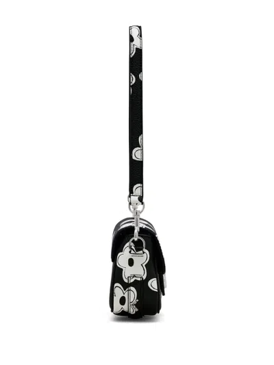 Marc Jacobs Textured Black Bag With Floral Patterns