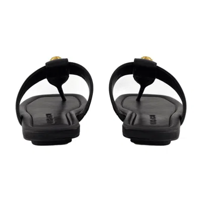 Marc Jacobs The Dual T Strap Black Leather Sandals In Black