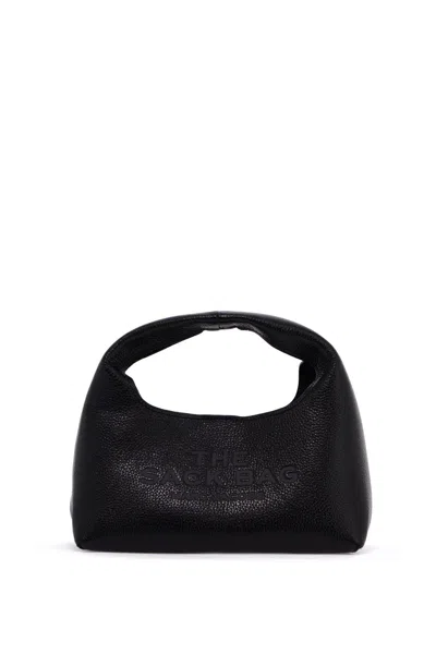 Marc Jacobs Grained Black Leather Handbag With Embossed Logo In Black
