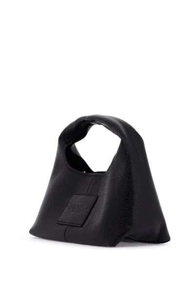 Marc Jacobs Grained Black Leather Handbag With Embossed Logo In Black