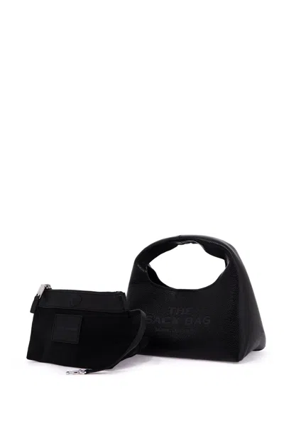 Marc Jacobs Grained Black Leather Handbag With Embossed Logo In Black