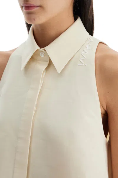 Marni Sleeveless A-line Collared Embroidered Top