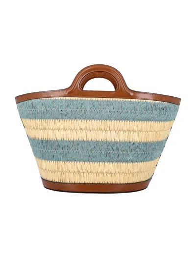 Marni Striped Pattern Tote Bag With Detachable Strap In Multi